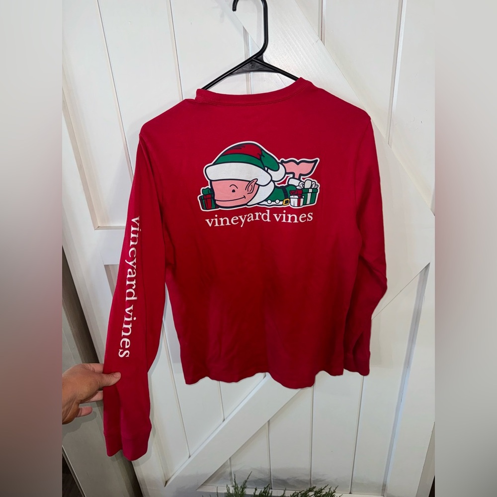 VINEYARD VINES YOUTH CHRISTMAS WHALE ELF LONG SLEEVE POCKET TEE SHIRT SIZE XL 18